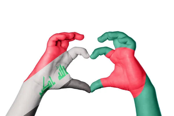 Irak Bangladesch Herz Handbewegung Die Herz Macht Clipping Path — Stockfoto