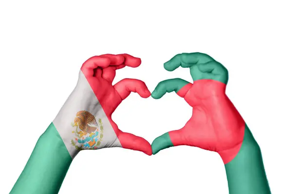 México Bangladesh Corazón Hacer Gestos Corazón Recortar Camino — Foto de Stock