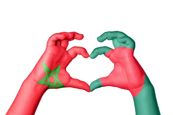 Maroko Bangladéš Srdce Ruka Gesto Dělat Srdce Ořezávání Cesta — Stock fotografie