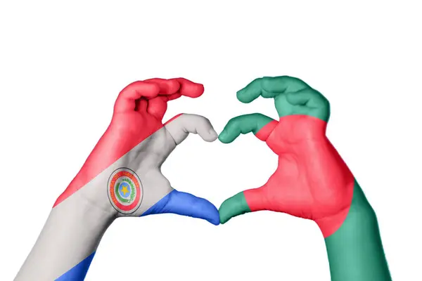 巴拉圭孟加拉国心 手手势造心 收割之路 — 图库照片