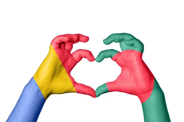 Románia Banglades Szív Kézmozdulatok Készítése Szív Vágási Útvonal — Stock Fotó