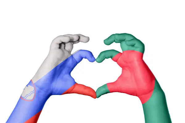 Slowenien Bangladesch Herz Handbewegung Die Herz Macht Clipping Path — Stockfoto
