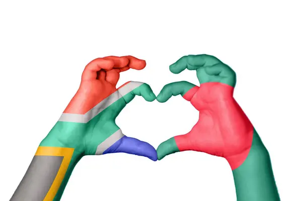 Dél Afrika Banglades Szív Kézmozdulatkészítés Szív Vágási Útvonal — Stock Fotó