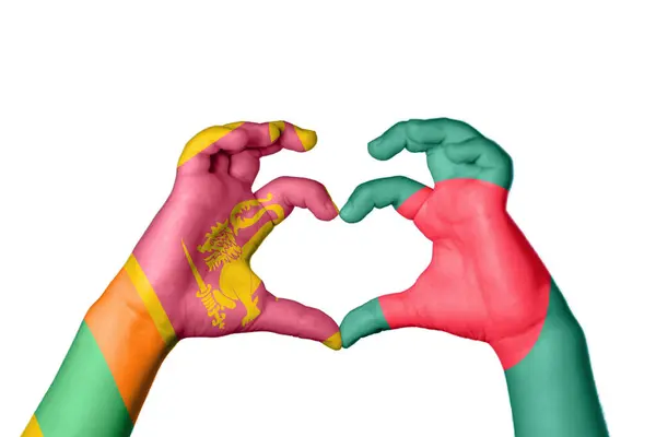 Sri Lanka Bangladesh Heart Hand Gesture Making Heart Clipping Path — Stock Photo, Image