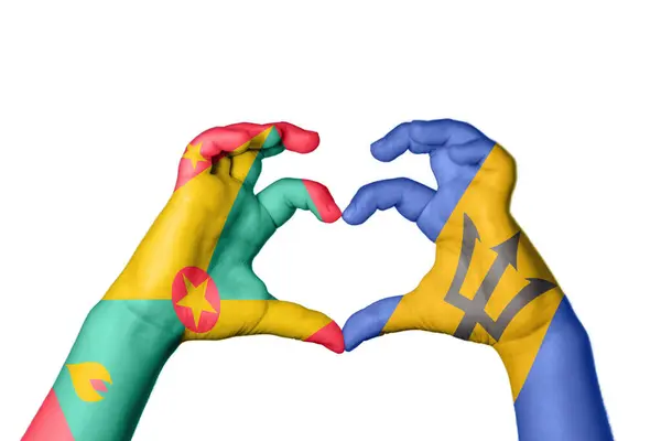 Grenada Barbados Heart Hand Gesture Making Heart Clipping Path — Stock Photo, Image