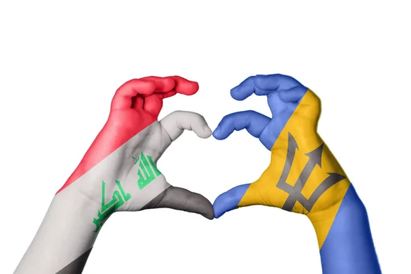 Iraq Barbados Heart Hand Gesture Making Heart Clipping Path — Stock Photo, Image