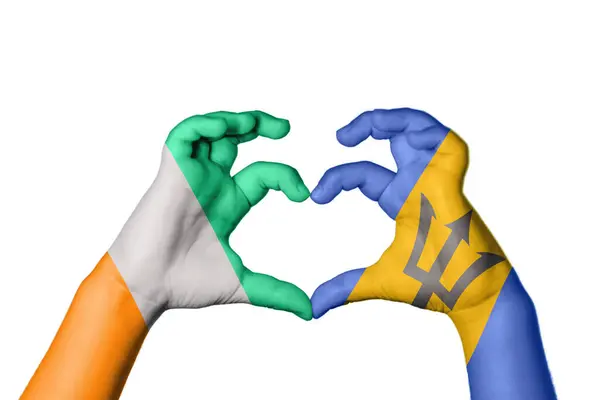 Ivory Coast Barbados Heart Hand Gesture Making Heart Clipping Path — Stock Photo, Image