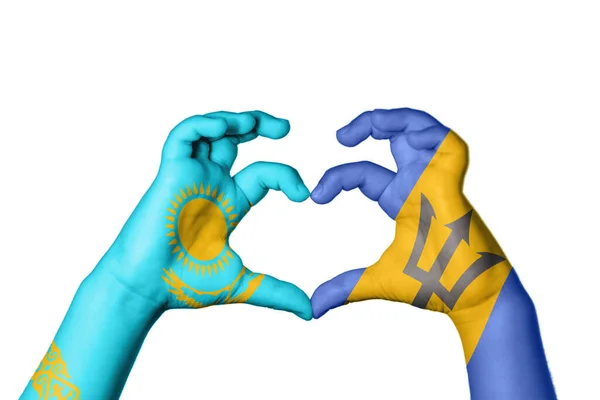 Kazachstán Barbados Heart Ruční Gesto Srdce Střih Stezka — Stock fotografie