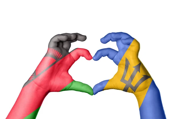 Μαλάουι Μπαρμπάντος Καρδιά Χέρι Χειρονομία Κάνοντας Καρδιά Ψαλίδισμα Μονοπάτι — Φωτογραφία Αρχείου