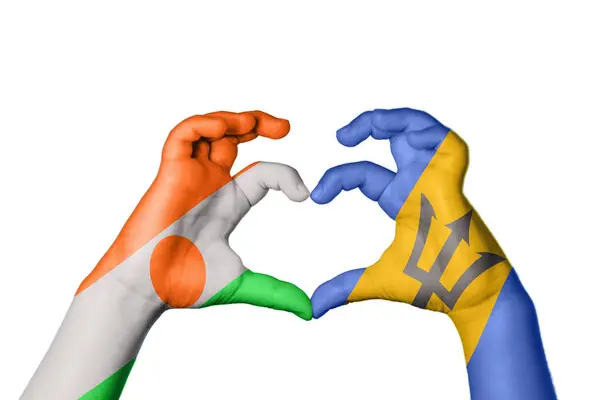 Niger Barbados Szív Kézmozdulat Készítés Szív Vágás — Stock Fotó