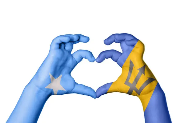 Szomália Barbados Szív Kéz Gesztus Készítő Szív Vágóút — Stock Fotó