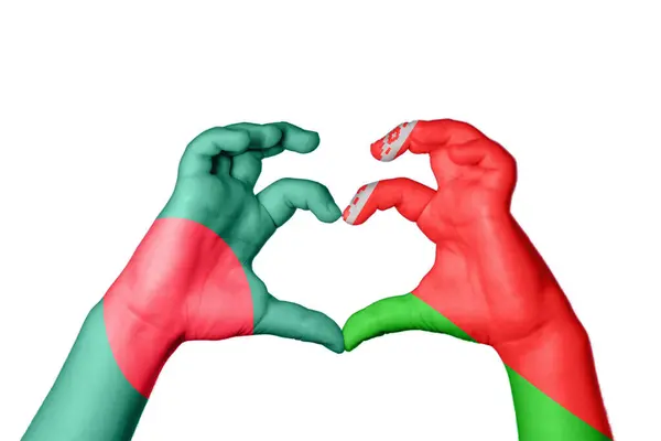 Bangladesh Belarus Coração Gesto Mão Fazendo Coração Clipping Path — Fotografia de Stock