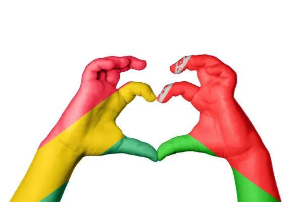 Bolivia Belarus Heart Hand Gesture Making Heart Clipping Path — Stock Photo, Image