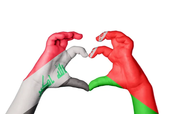 Irak Wit Rusland Hart Handgebaar Maken Hart Knippad — Stockfoto