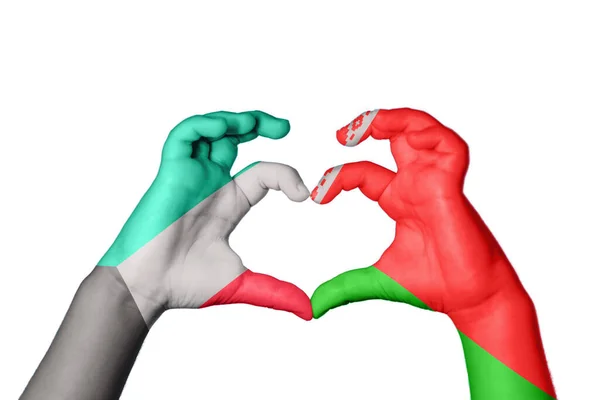 Kuveyt Belarus Kalbi Hareketi Kalp Yapma Kırpma Yolu — Stok fotoğraf