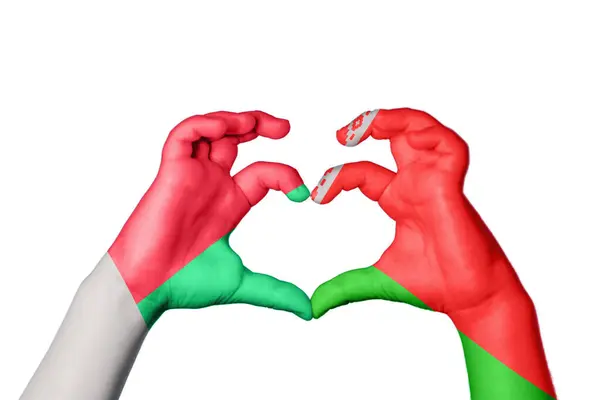 Madagaskar Weißrussland Herz Handbewegung Die Herz Macht Clipping Path — Stockfoto