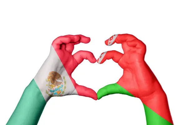 México Bielorrusia Corazón Hacer Gestos Corazón Recortar Camino — Foto de Stock