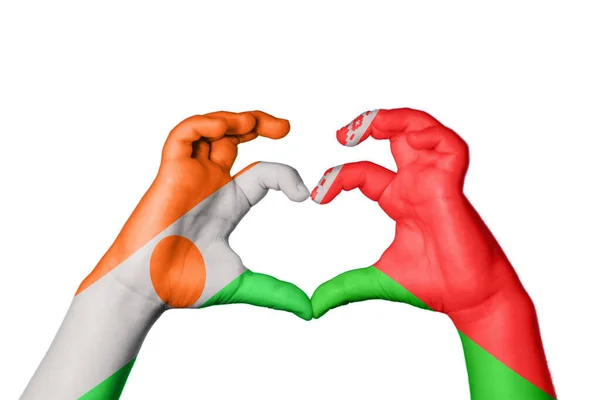 Niger Fehéroroszország Szív Kézmozdulatkészítés Szív Vágás — Stock Fotó