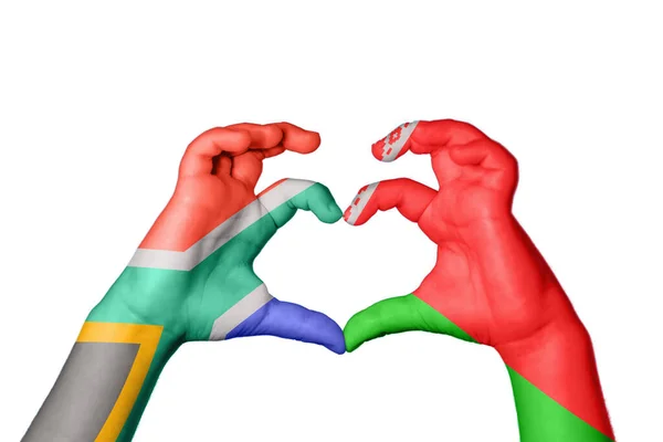 África Sul Belarus Coração Gesto Mão Fazendo Coração Clipping Path — Fotografia de Stock