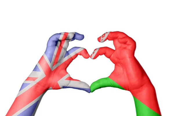 Reino Unido Belarus Coração Gesto Mão Fazendo Coração Clipping Path — Fotografia de Stock