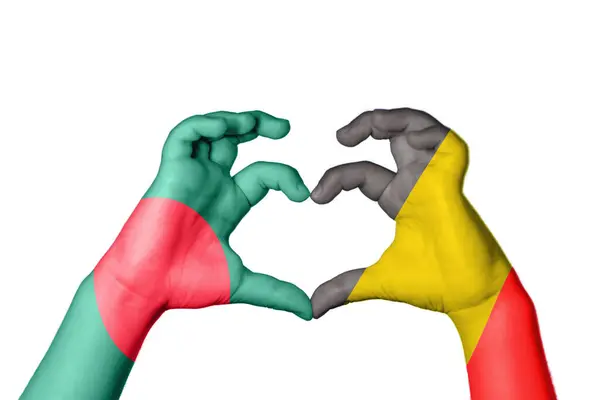 Bangladesh Belgium Heart Hand Gesture Making Heart Clipping Path — Stock Photo, Image
