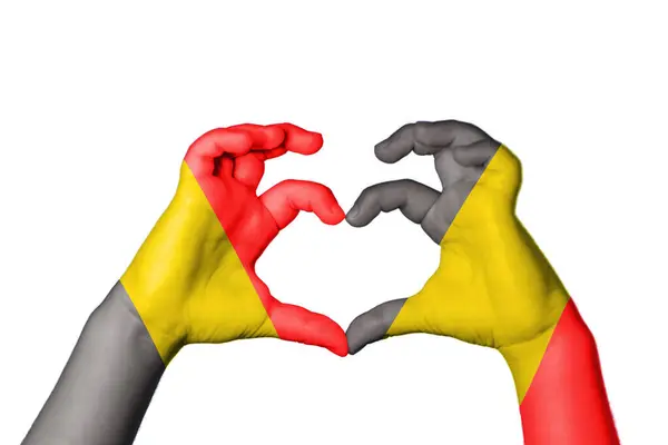 Βέλγιο Βέλγιο Καρδιά Χειρονομία Χέρι Καθιστώντας Την Καρδιά Ψαλιδίζοντας Διαδρομή — Φωτογραφία Αρχείου