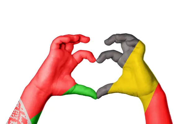 Weißrussland Belgien Herz Handgeste Die Herz Macht Clipping Path — Stockfoto