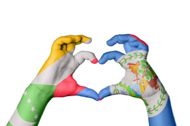 Comoros Belize Heart, el hareketi kalp yapma, kırpma yolu.