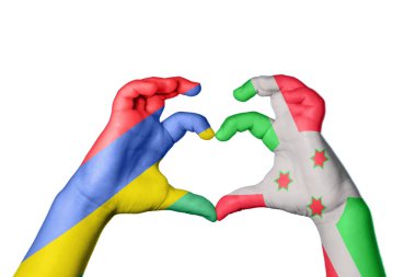 Mauritius Burundi Heart, el hareketi kalp yapma, kırpma yolu.