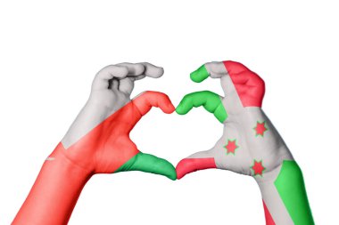 Umman Burundi Heart, el hareketi kalp yapma, kırpma yolu.
