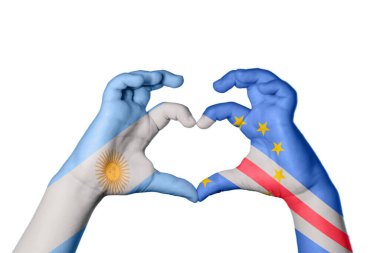 Arjantin Cape Verde Heart, el hareketi kalp yapma, kırpma yolu