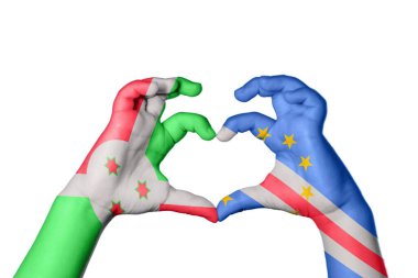 Burundi Cape Verde Heart, el hareketi kalp yapma, kırpma yolu.