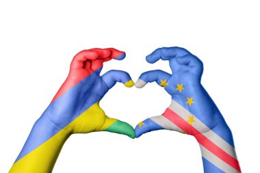 Mauritius Cape Verde Heart, el hareketi kalp yapma, kırpma yolu.