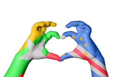 Myanmar Cape Verde Heart, el hareketi kalp yapma, kırpma yolu.