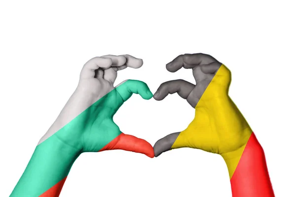 Bulgarien Belgien Herz Handbewegung Die Herz Macht Clipping Path — Stockfoto
