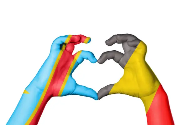 Λαϊκή Δημοκρατία Του Κονγκό Belgium Heart Hand Godation Making Heart — Φωτογραφία Αρχείου