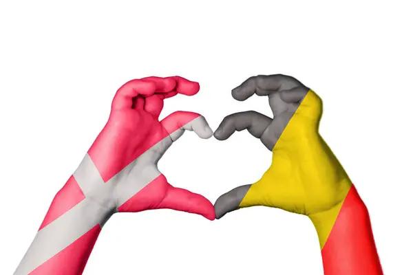 Δανία Βέλγιο Καρδιά Χειρονομία Χέρι Κάνοντας Καρδιά Κλίπινγκ Path — Φωτογραφία Αρχείου