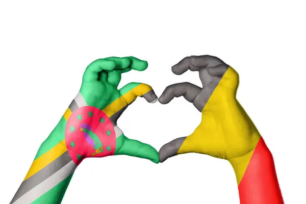 Dominica Belgium Heart Hand Gesture Making Heart Clipping Path — Stock Photo, Image