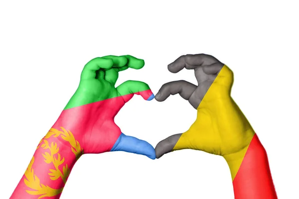 Эритрея Бельгия Сердце Жест Руки Делает Сердце Клиппинг Путь — стоковое фото
