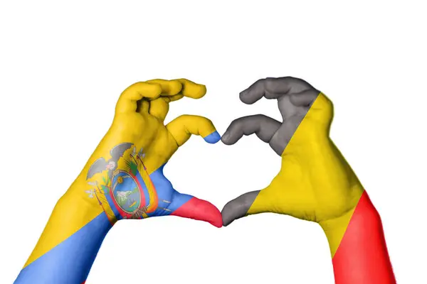 Ekvador Belçika Kalbi Hareketi Kalp Yapma Kırpma Yolu — Stok fotoğraf