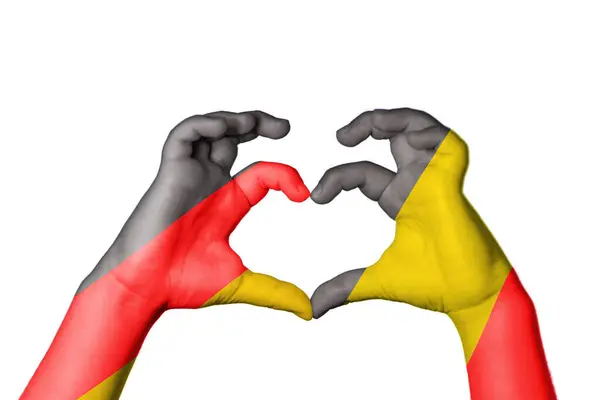 Γερμανία Βέλγιο Καρδιά Χέρι Χειρονομία Κάνοντας Καρδιά Κλίπινγκ Path — Φωτογραφία Αρχείου