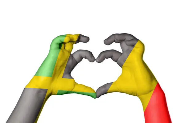 Jamaika Belgien Herz Handgeste Macht Herz Clipping Path — Stockfoto