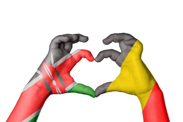 Kenia Belgien Herz Handgeste Macht Herz Clipping Path — Stockfoto