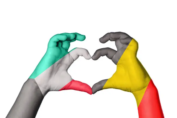 Kuwait Belgien Herz Handbewegung Die Herz Macht Clipping Path — Stockfoto