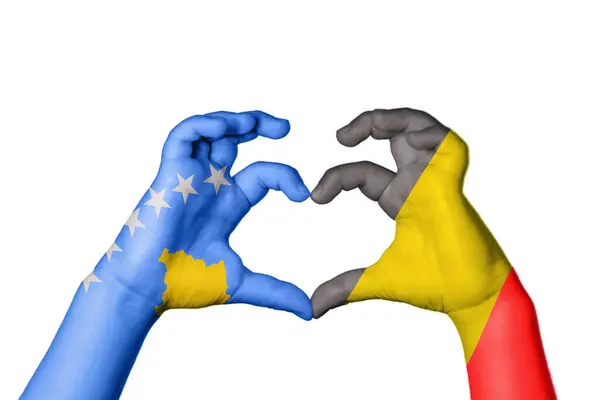 Kosova Belçika Kalbi Hareketi Kalp Yaptı Yol Kesme — Stok fotoğraf
