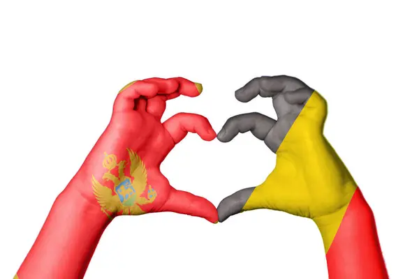 Montenegro Belgien Herz Handbewegung Die Herz Macht Clipping Path — Stockfoto