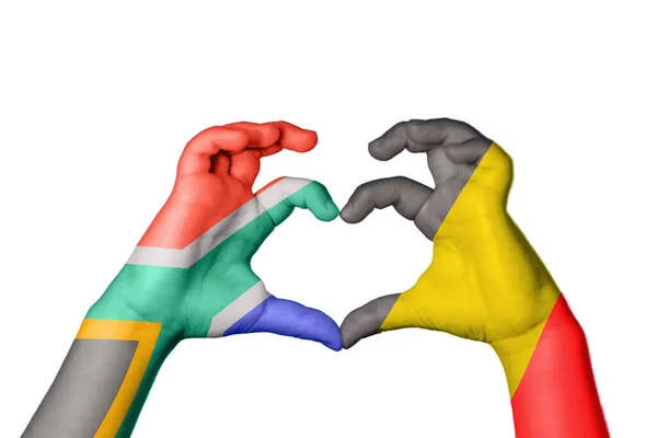 África Sul Bélgica Coração Gesto Mão Fazendo Coração Clipping Path — Fotografia de Stock