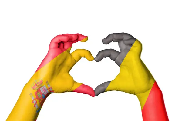 Hiszpania Belgia Serce Gest Ręczny Serca Ścieżka Klipu — Zdjęcie stockowe