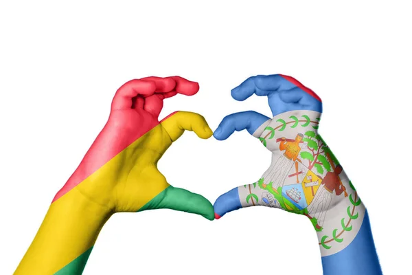 Bolivia Belize Heart Hand Gesture Making Heart Clipping Path — Stock Photo, Image