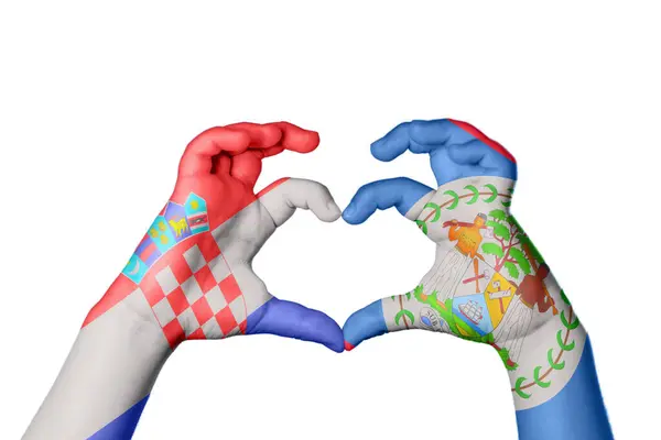 Kroatien Belize Heart Hand Gest Att Göra Hjärta Klippbana — Stockfoto